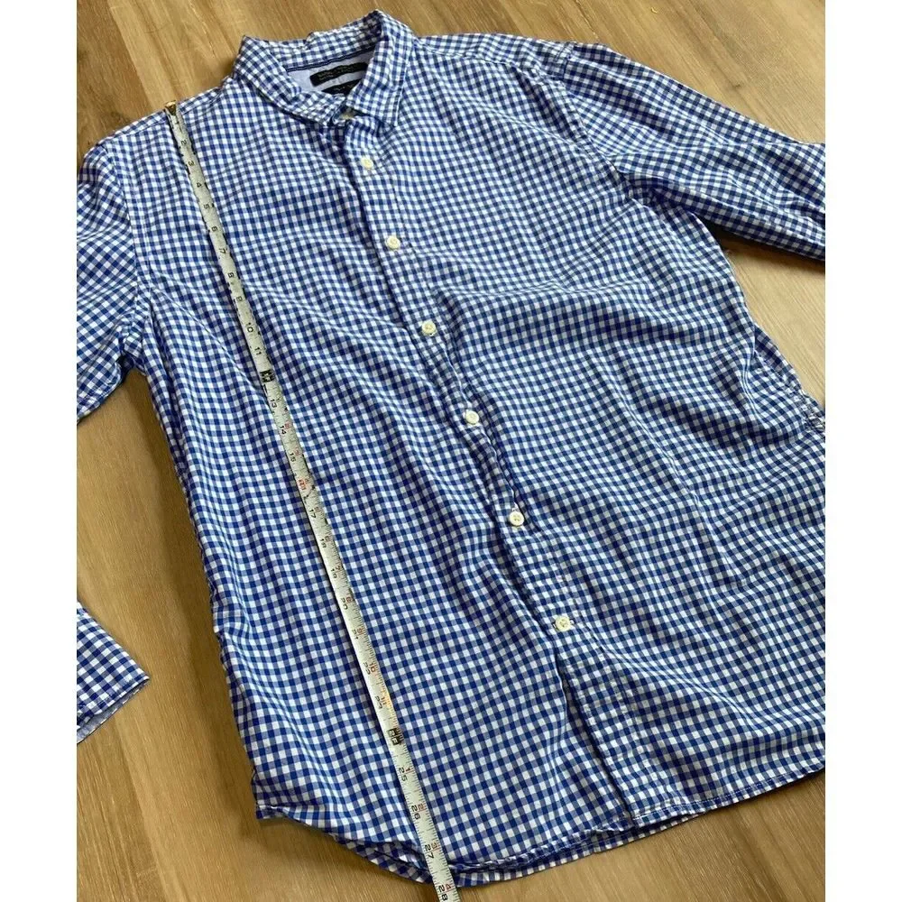 Banana Republic Mens Button Up Long Sleeve Shirts Blue Check - Set Of 2‎ - Large